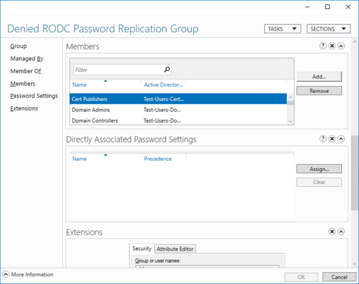 Allowed rodc password replication group